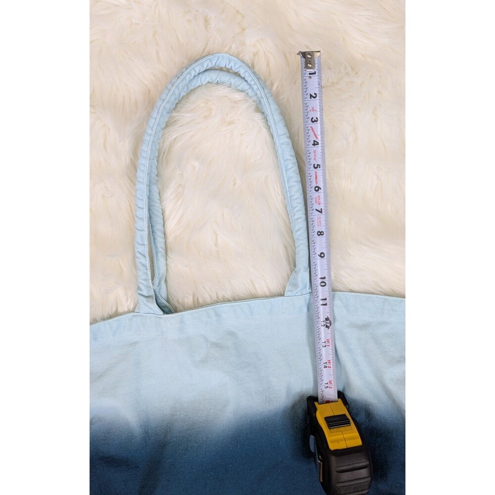 Athleta Tote Bag Blue White Ombre Dip Dye Canvas Logo Beach Gym Shopper Travel - Picture 7 of 9